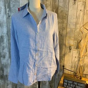 Orvis Sky Blue Casual Linen Button-Down Shirt